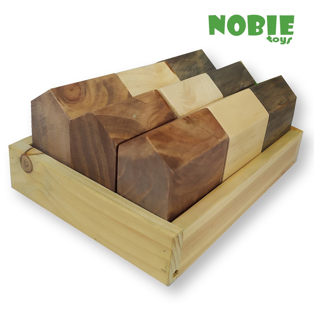 Nobie mainan kayu Edukasi Balok rumah isi 9