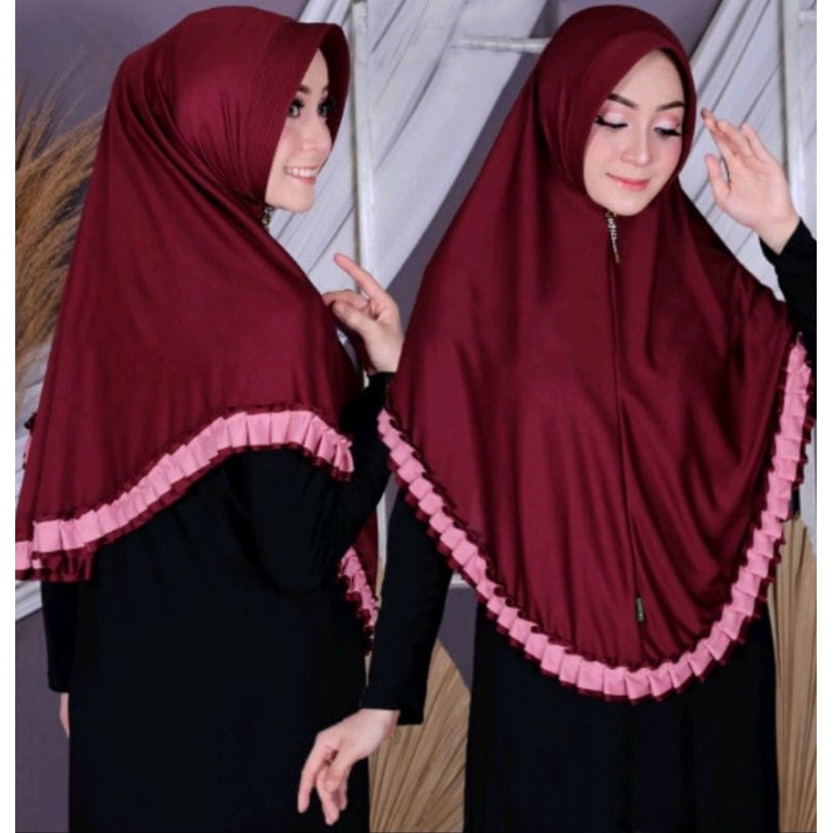 krudung instan jilbab bergo silvana motif list rempel bahan jersey premium jumbo ped antem terbaru