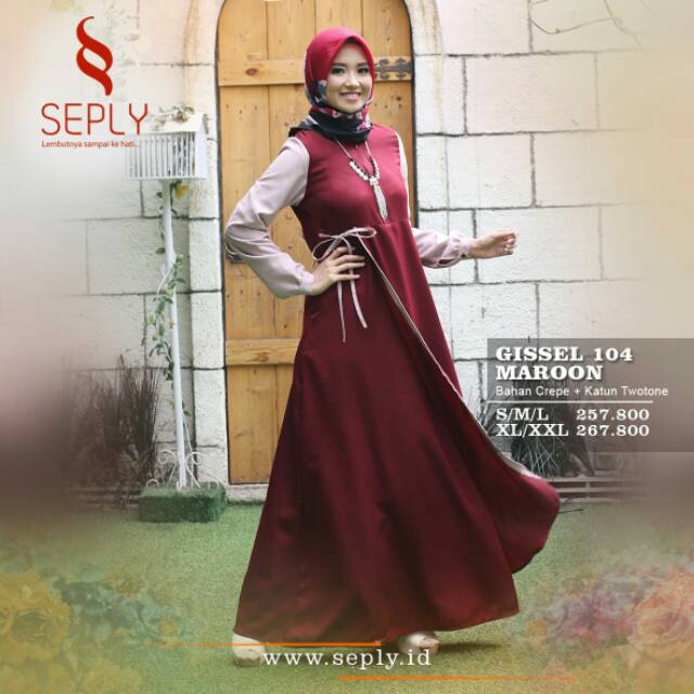 Gamis seply gissel 104  hitam dan maron