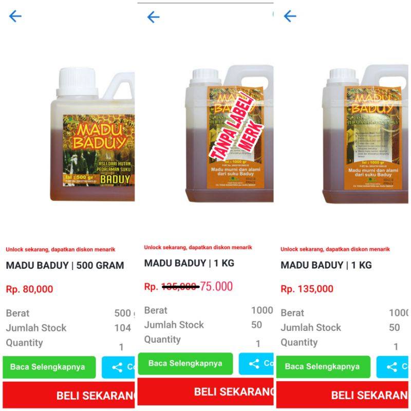 

MADU BADUY 500GRAM, 1KILO.