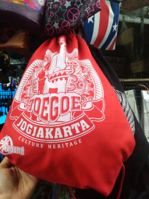 TERMURAH! TURUN HARGA! Tas Serut Jogja Merk Capung Pria Wanita Couple - SOUVENIR UNIK CANTIK OOTD