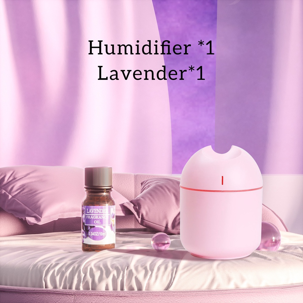 [endear]100% ORI Humidifier 250ML Essential Oil Diffuser Aroma Terapi Pengharum Ruangan-Pink*1+ OIL 10ML*1