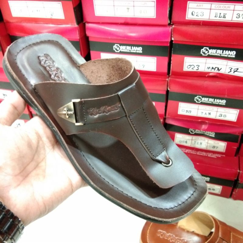 Sandal pria kickers kulit asli terbaru full kulit sendal cowo