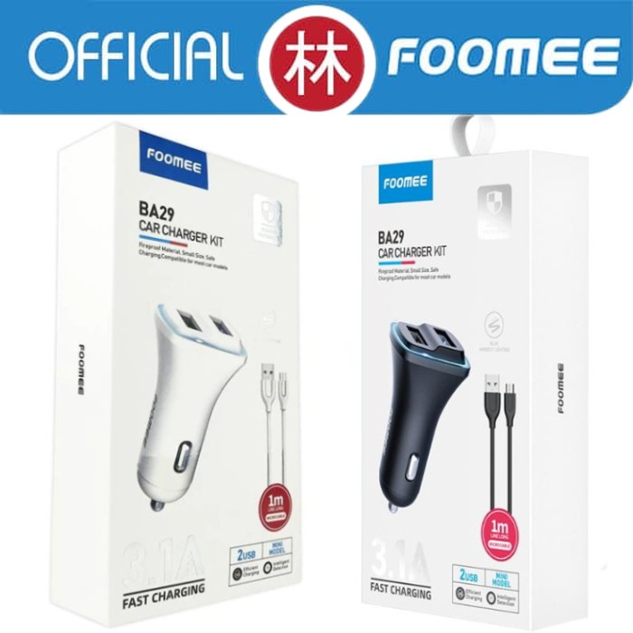 Foomee BA29 Car Charger Kit Dual Output Fast Charging