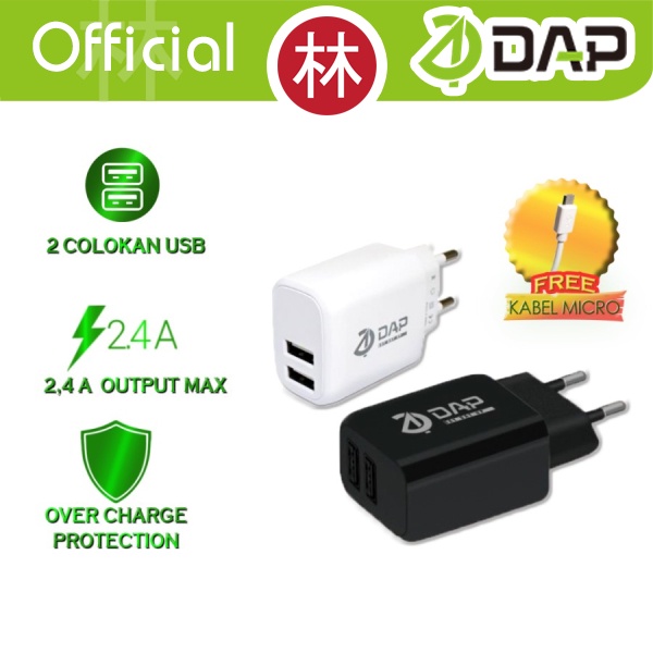 DAP D-A2M Travel Charger Dual Output Fast Charger 2.4A