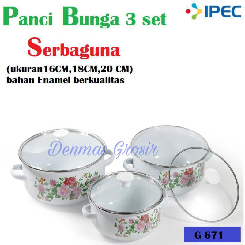 (PROMO) Panci Bunga Set Isi 3 Pcs Free Bubble / Panci Bunga Plus Tutup Kaca / Panci Bunga Gagang Tutup Kaca / Panci  Serbaguna