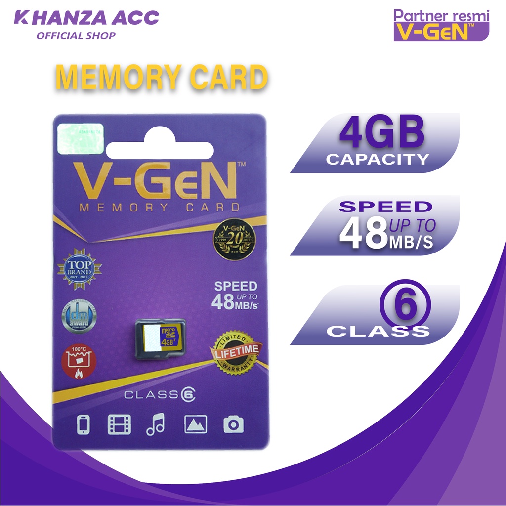 KHANZAACC PROMO EXLUSIVE MEMORI HP 4GB 8GB 16GB 32GB MICRO SD VGEN CLASS 6 ORIGINAL BERGARANSI RESMI