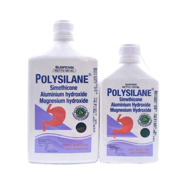 Polysilane Suspensi 100 ml & 180ml/ Obat Maag / Obat Kembung / Obat Maag Cair