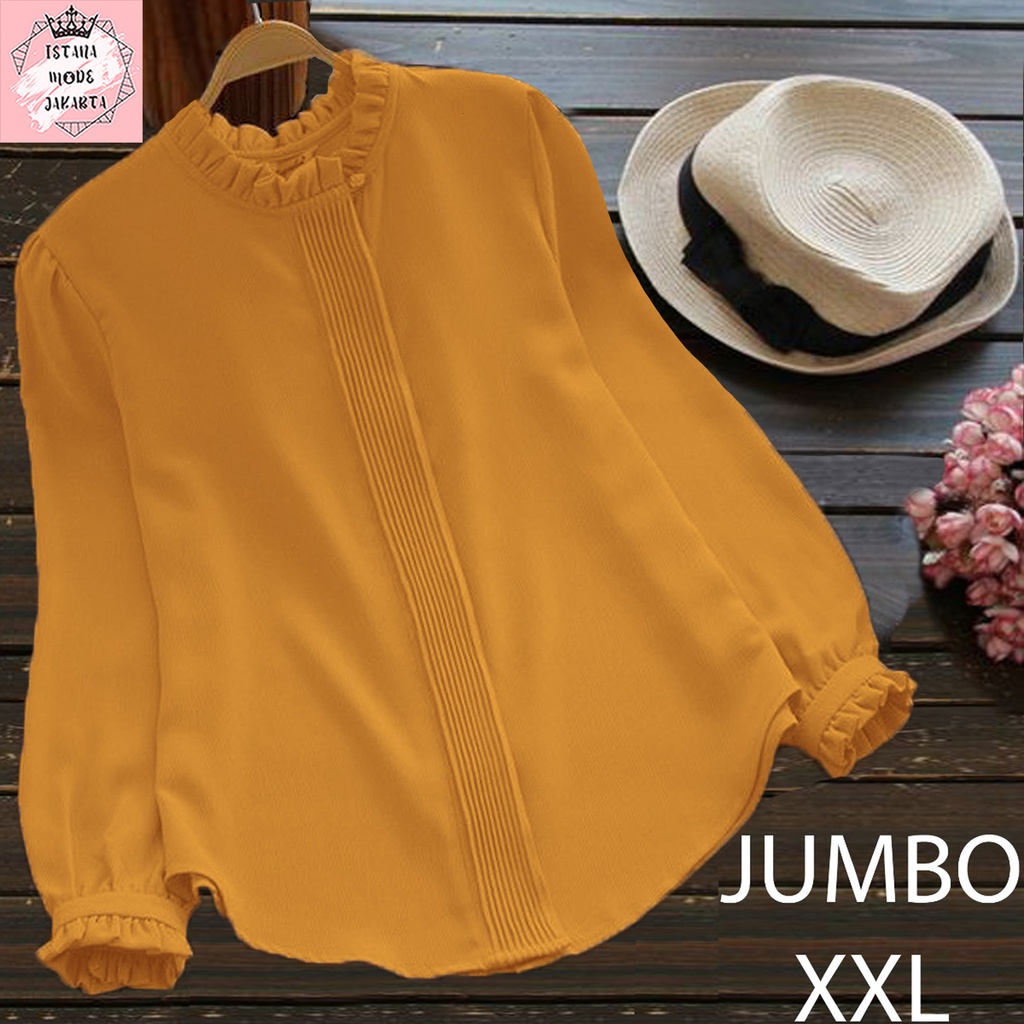 ISTANA MODE JAKARTA Lilac Jumbo baju atasan wanita terbaru blouse korean style blouse wanita lengan panjang-MUSTARD