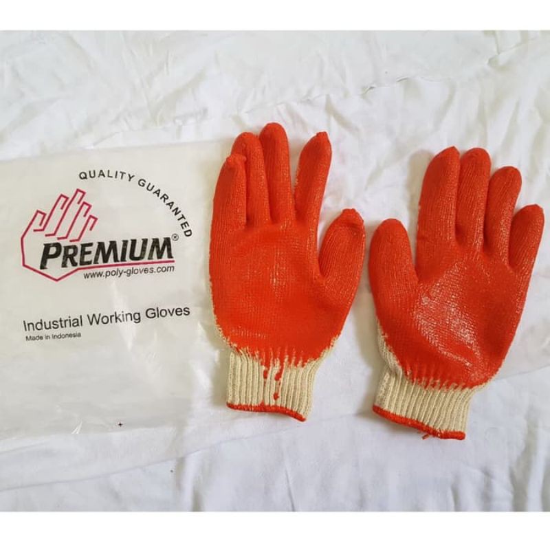 SARUNG TANGAN TELAPAK KARET GLOVES PREMIUM ANTI CUTTING PALM FIT OREN NEW