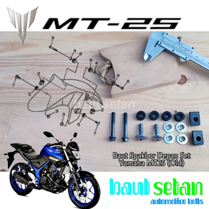Baut Set Spakbor Depan Yamaha MT-25/Baut Sepakbor Depan MT 25