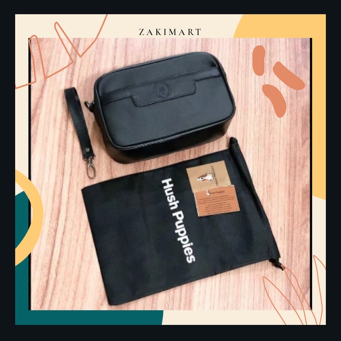 HAND BAG HUSH PUPPIES 518-1 BLACK SUPER PREMIUM IMPORT CLUTCH PRIA KUALITAS SANGAT BAIK