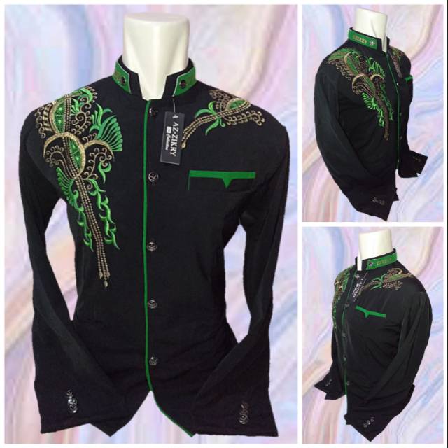 Jasko Hitam Bordir Hijau
