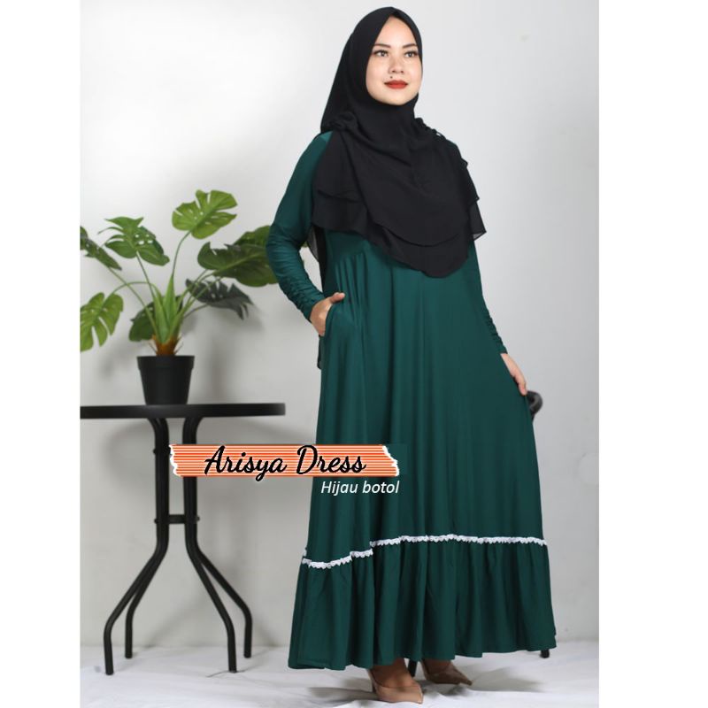 Baju Gamis Jersey Dress Rimpel Rempel Plisket Lipit Renda Busui Polos Ada Saku Untuk Kondangan Pesta
