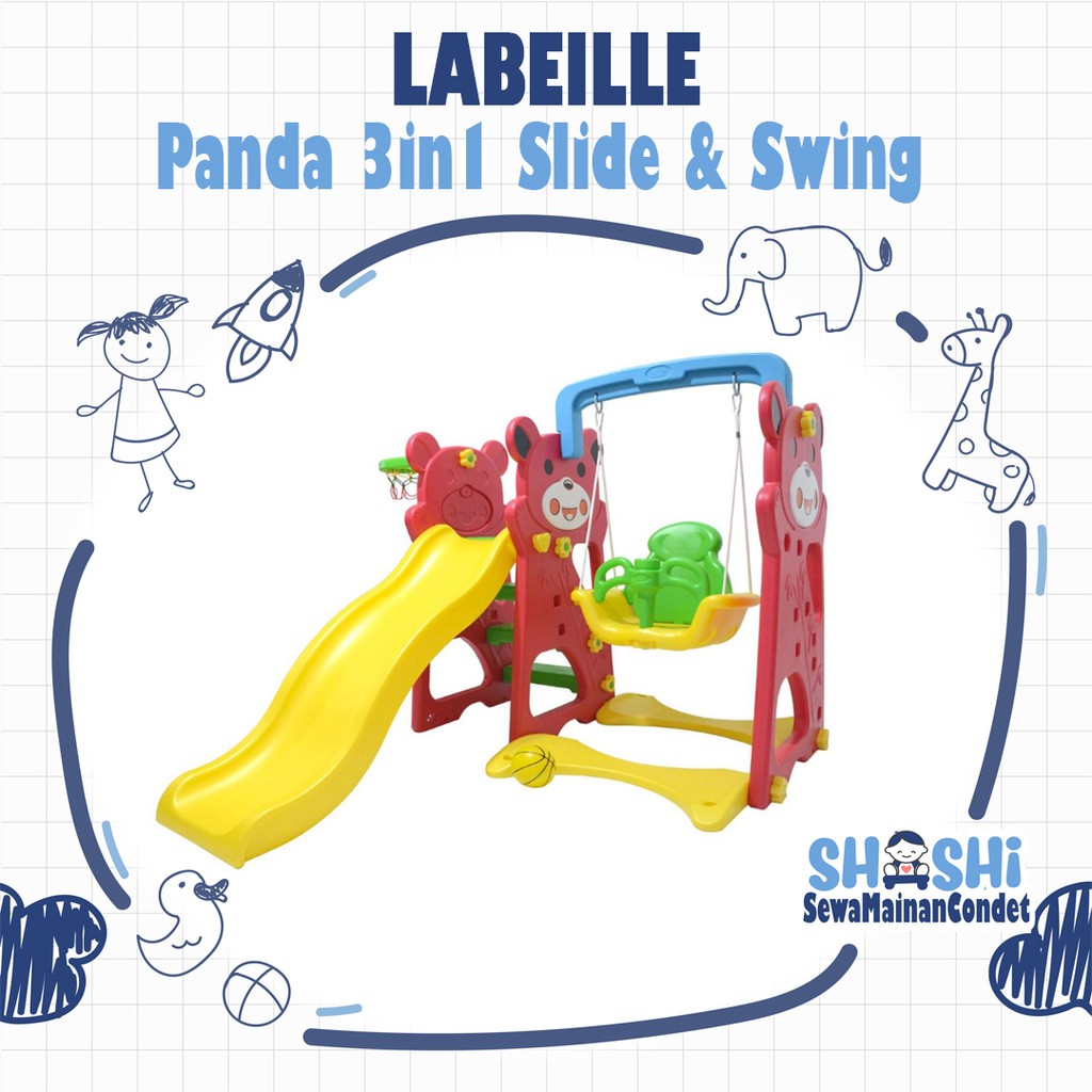 Sewa  Labeille Panda 3in1 Slide n Swing Red