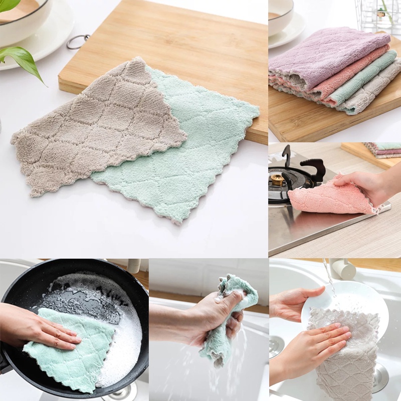 kain lap Dapur kitchen Bamboo Microfiber Cloth Towel Cleaning Duster