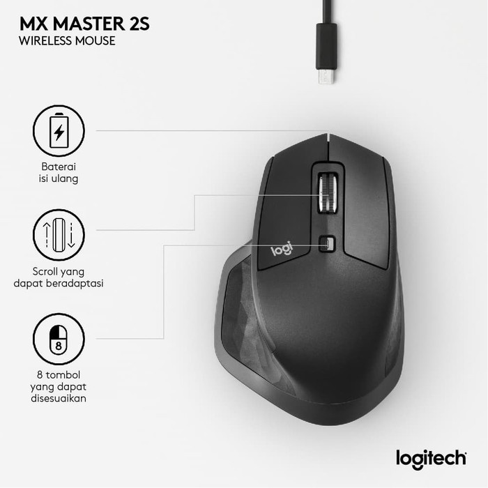 Logitech MX Master 2S Mouse Wireless Bluetooth for Power User