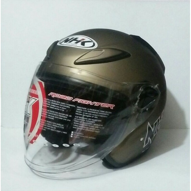 HELM HALF FACE HELM NHK HALF FACE NHK R6 GREY DOFF HELM PRIA WANITA KUALITAS PREMIUM ORIGINAL