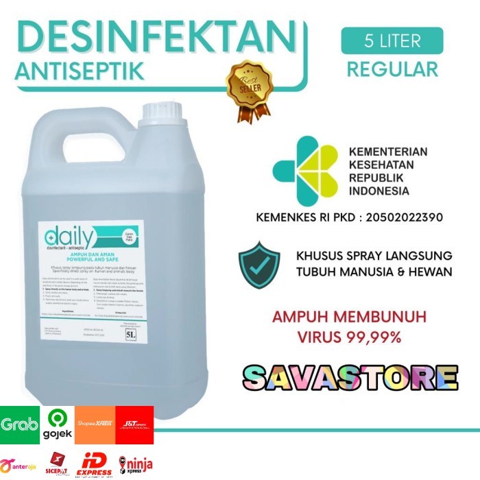 DESINFEKTAN DAILY REGULER DISINFEKTAN ANTISEPTIC 5 LITER 5L DISINFECTAN ANTI VIRUS ANTI BACTERIAL