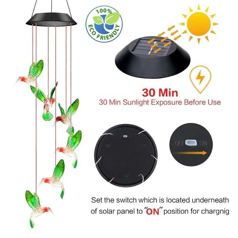 Lampu Hias Gantung Solar Wind Chime Light Model Bird - HOL1895