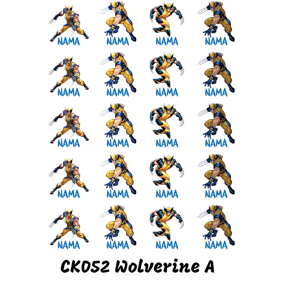 

Sticker Nama Cutting Label Waterproof Tahan Air Wolverine A (CK052)