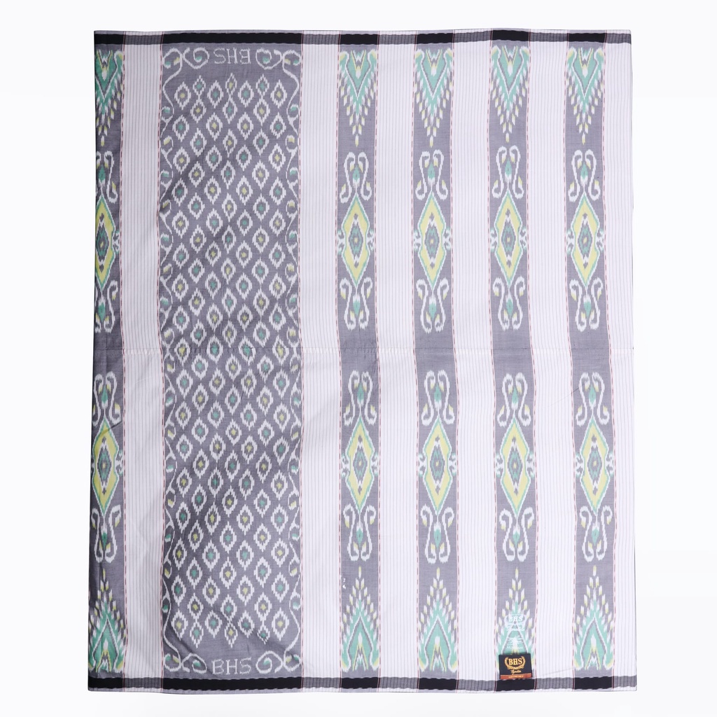 Sarung BHS Signature Gold Motif Kawung Sersan Dua Warna Putih Hijau// BHS KSD