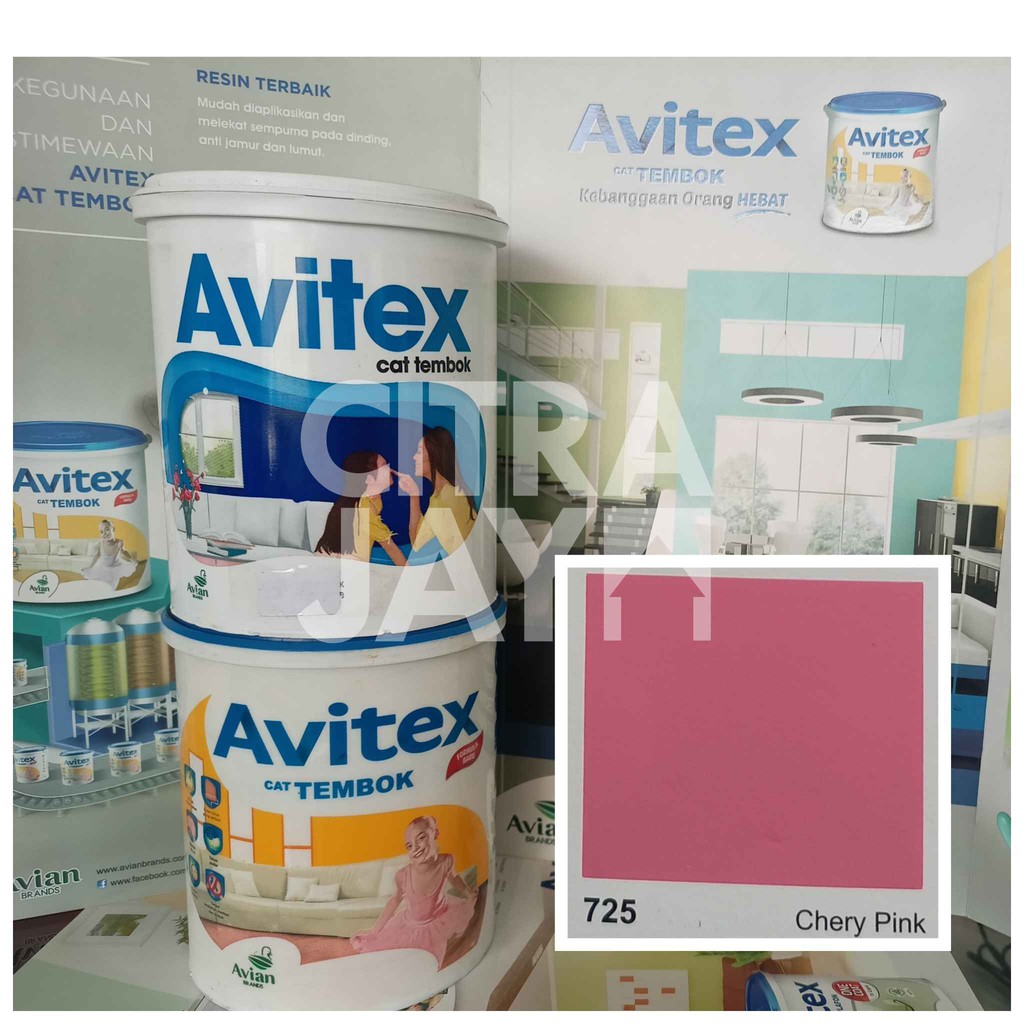 Cat tembok avitex 1kg cat campuran air cat plafon 725 triplek Chery Pink berkualitas