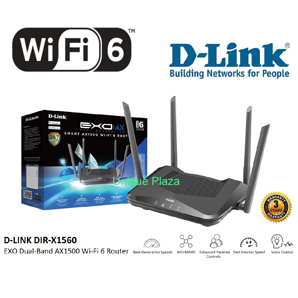 D-Link DIR-X1560 : DLink EXO AX1500 Wifi 6 DUAL-BAND MU-MIMO OFDMA
