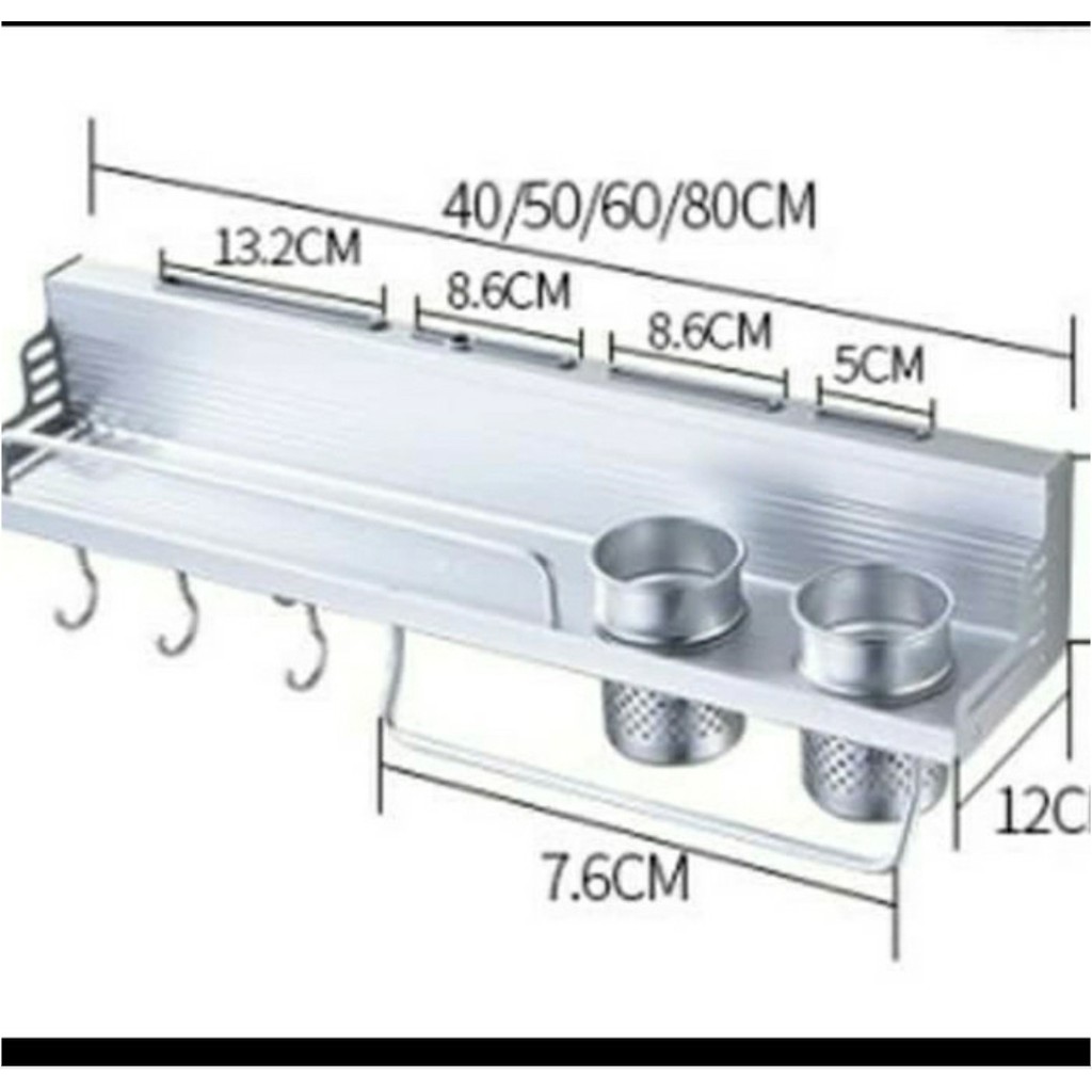 Rak Dinding 60cm Dapur Aluminium / Tempat bumbu Pisau dan Alat Dapur