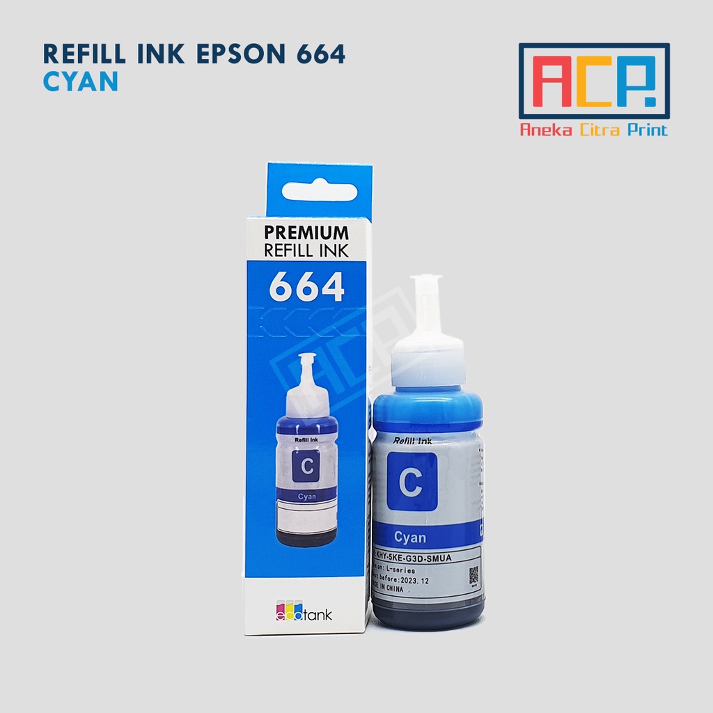 ACP Premium Refill Ink 664 - Tinta Dye L100 L120 L121 L200 L210 L300 L355 L360 L455 L565