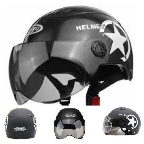 Helm Sepeda Plus Kaca Half Face Helmet Zoro J4RS01BK Black 111117