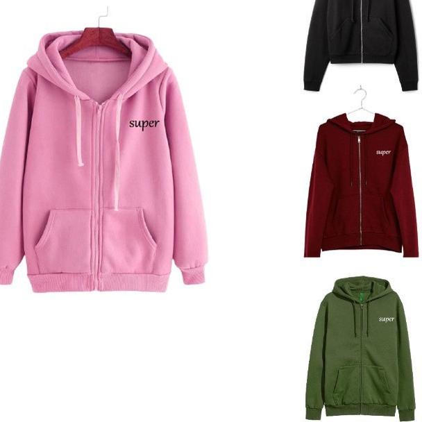 ☉ DaveCollection - Jaket Hoodie Wanita Babyterry Size L - XL SUPER AK151 ✤