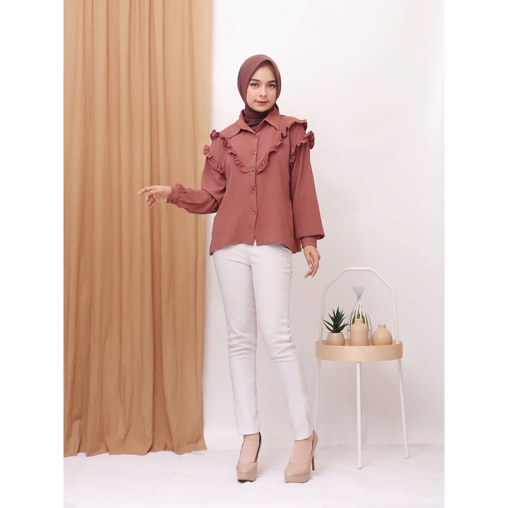 GROSIR MURAH Kemeja Tunik Wanita Kancing Depan Busui Friendly