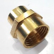 Sok sambungan 1/2&quot; × 3/8&quot; KUNINGAN / Nepel Kuningan Drat Dalam