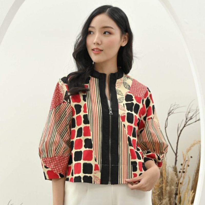 Size Jumbo : Jaket Bomber Batik / Jaket Batik Wanita /Outer Batik-SELINA