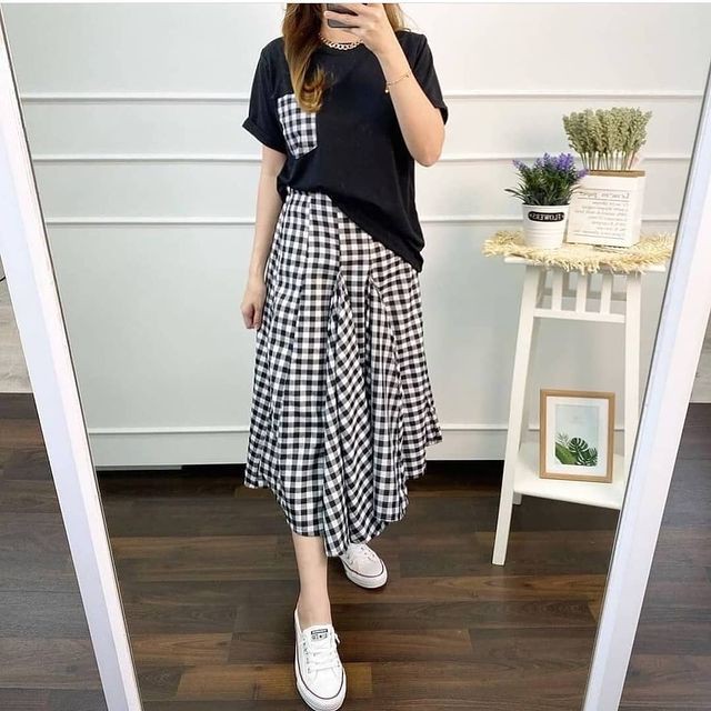 SETELAN ROK GINGHAM/ M341