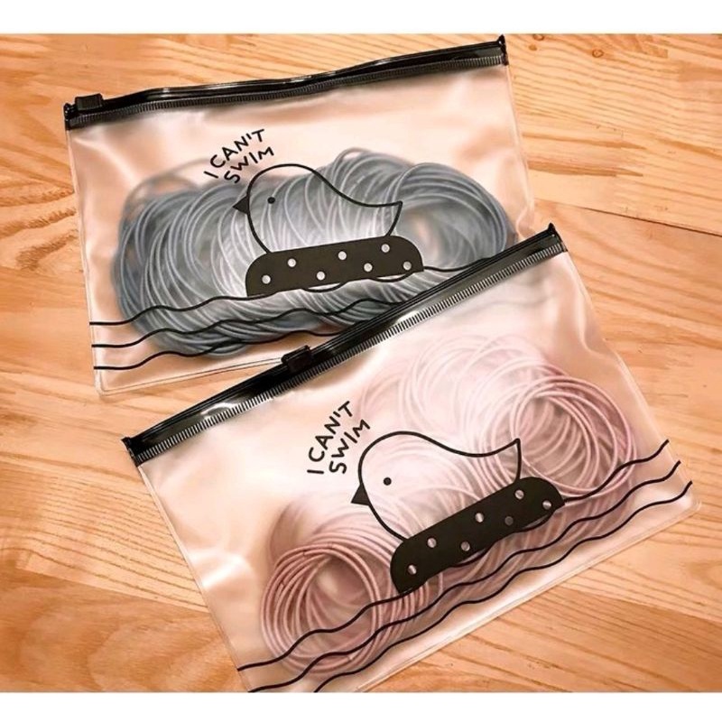 Ikat Rambut Korea Elastis Full Hitam &amp; Warna Bonus Tas Zip Lock [isi 20 Pcs]