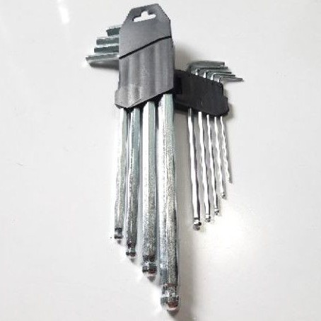 Kunci L set 9 pcs Ball Point Hex Key Long / Kunci L Panjang