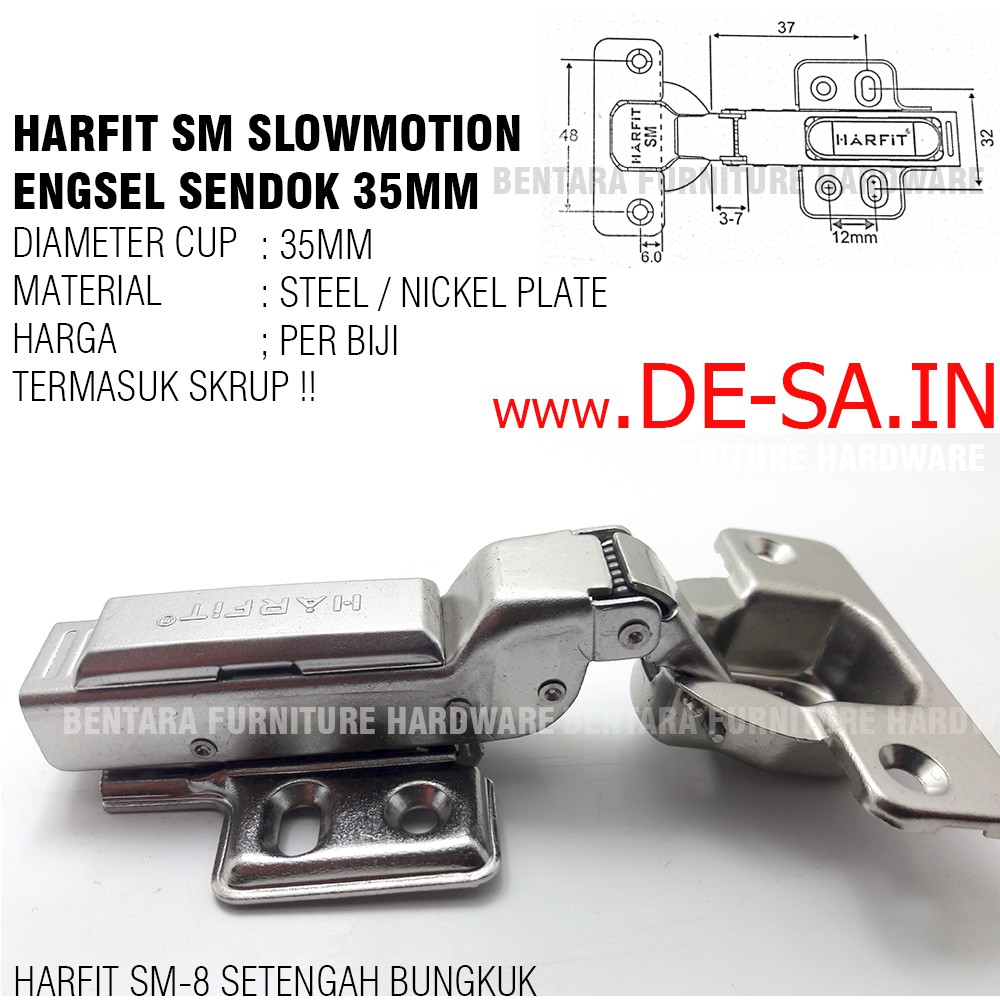 Harfit SM - 35MM Engsel Sendok Slow Motion - Clip-on Soft Closed  Conceal Hinge