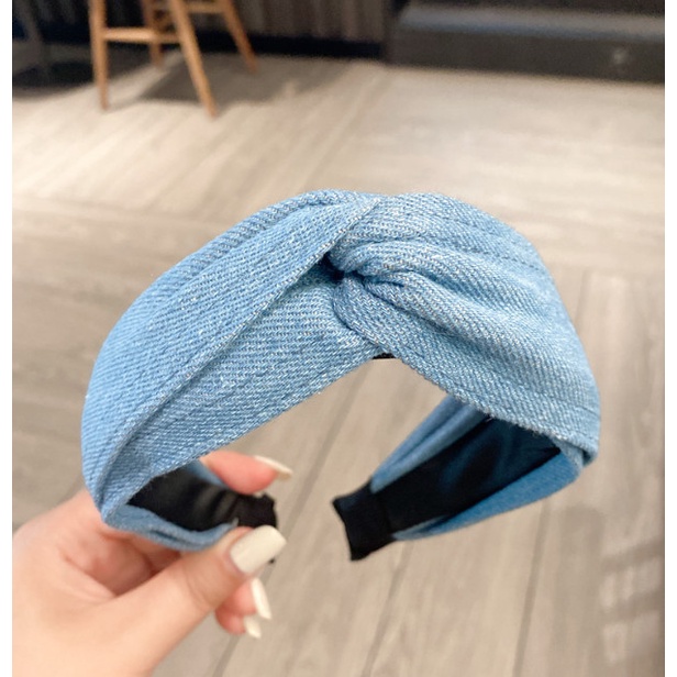 Bando Bandana Korea Wanita / Bando Simpul Jeans Denim Apta