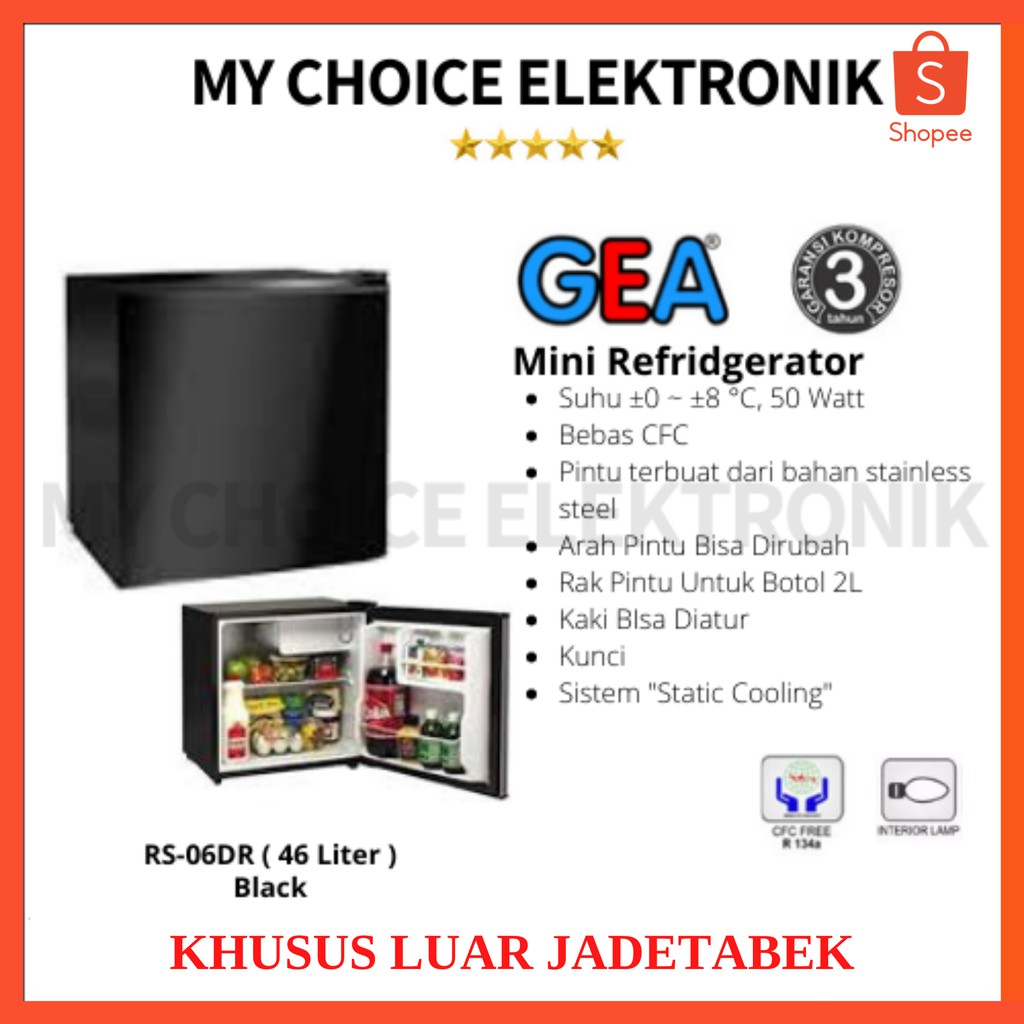 GEA Kulkas Portable RS-06DR | Minibar RS-06 DR [Luar Kota]