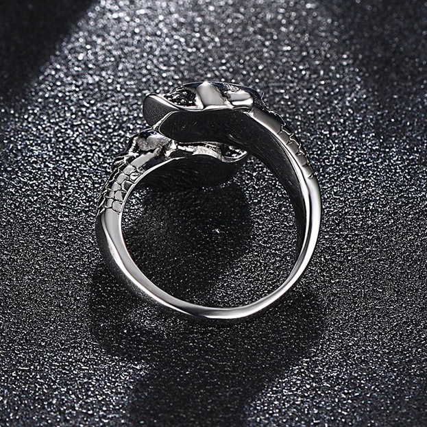 Cincin Model Kepala Tengkorak Gaya Vintage Punk Adjustable Untuk Pria