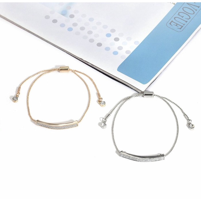 Gelang Wanita Elegant Gold Silver Bracelet Crystal Simple-5
