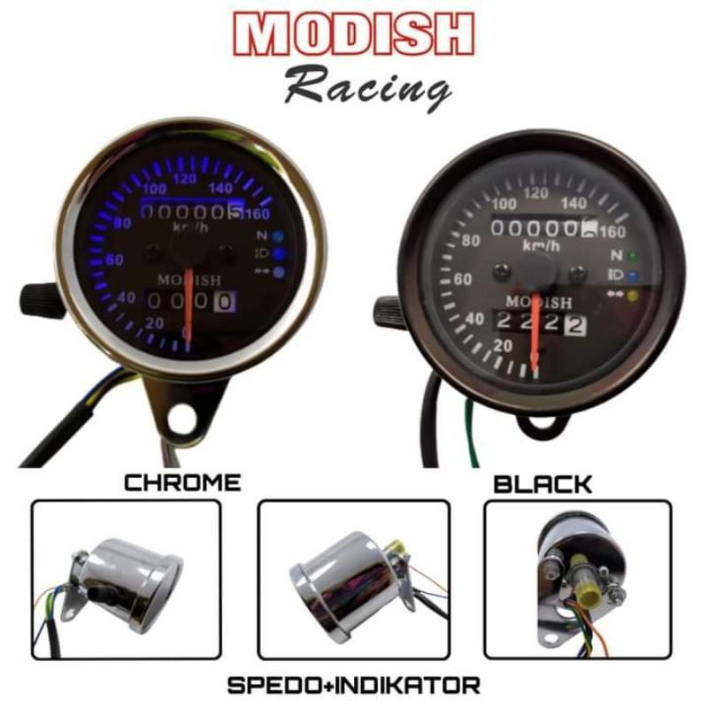 Speedometer bulat kilometer LED plus indikator sein motor universal rxking vixion cb dll