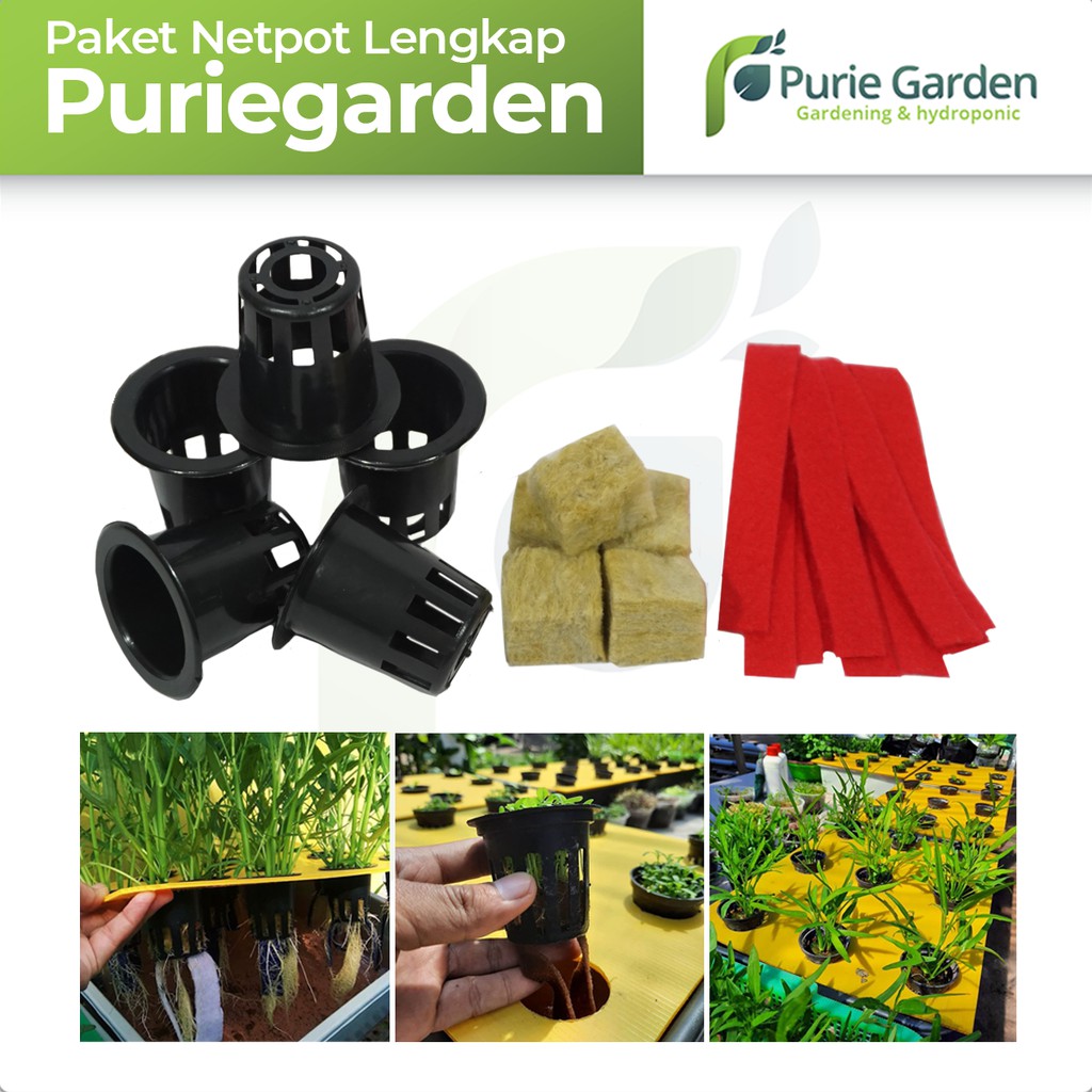 Paket Netpot Rocwool Dan Sumbu Flanel Lengkap Siap Pakai 5pcs PG SBY