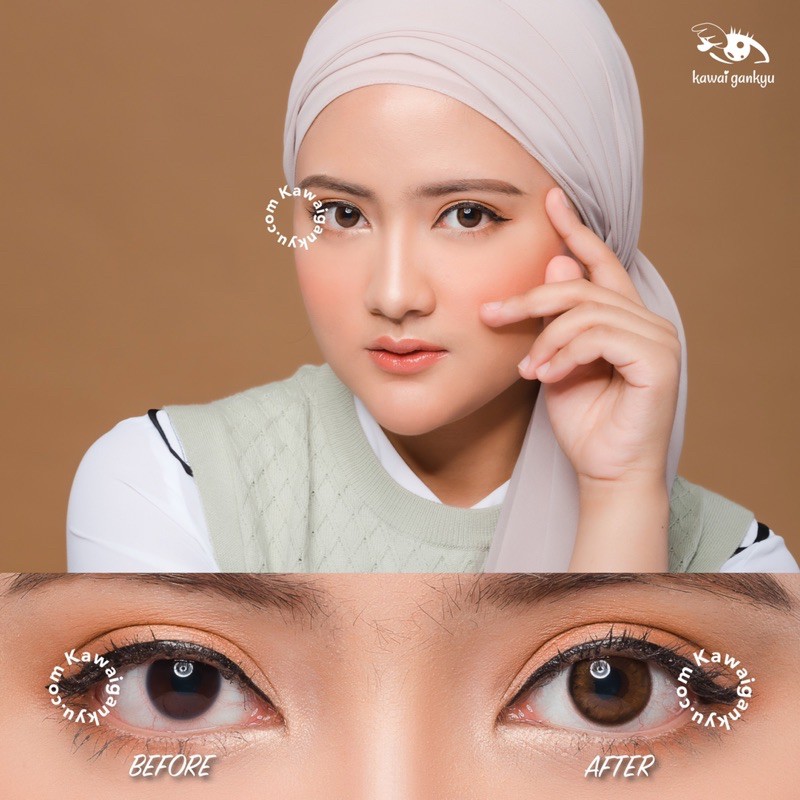 KawaiGankyu Softlens - Kitty Kelly Brown (1botol)