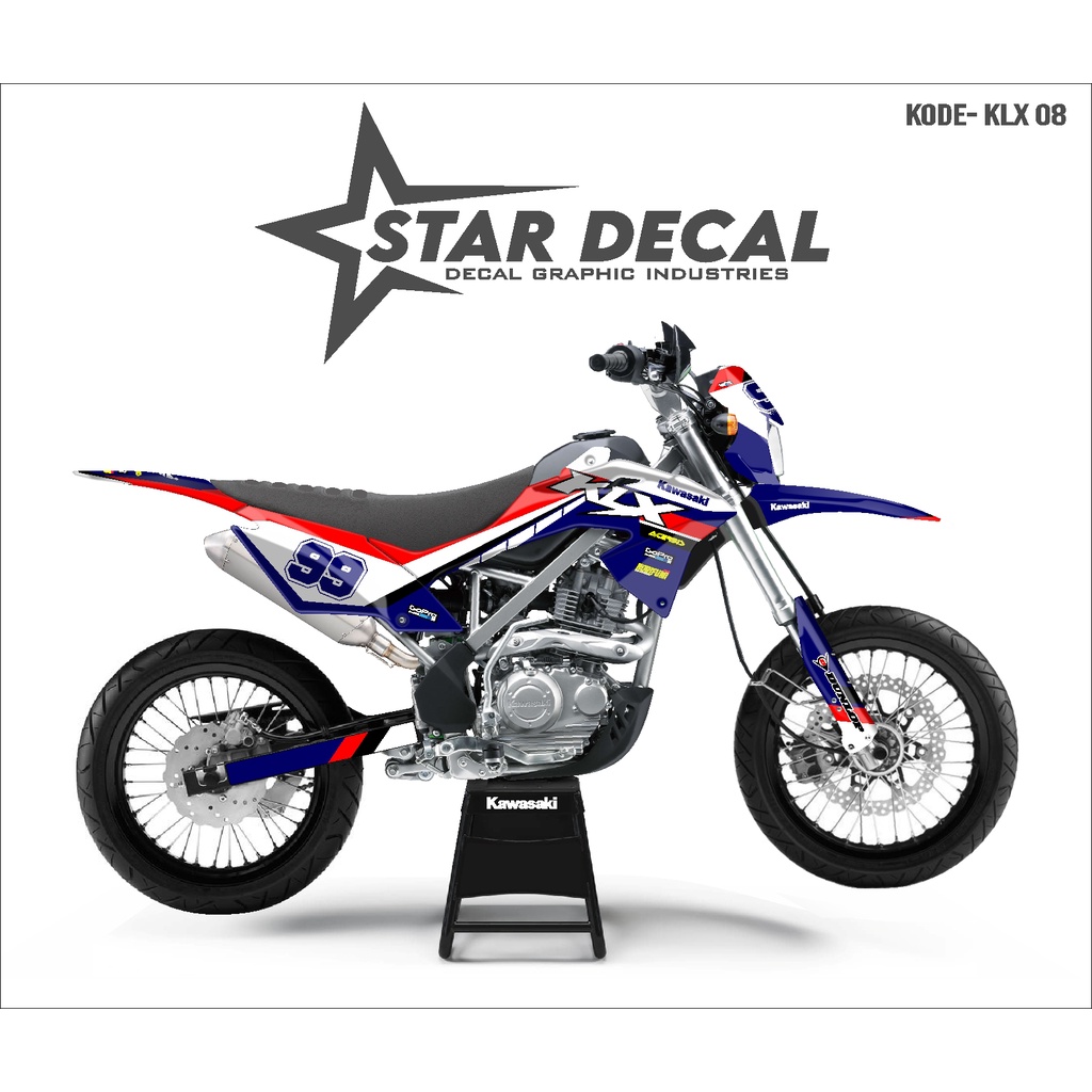 STAR DECAL | Decal KLX BF full body | Biru Putih Merah