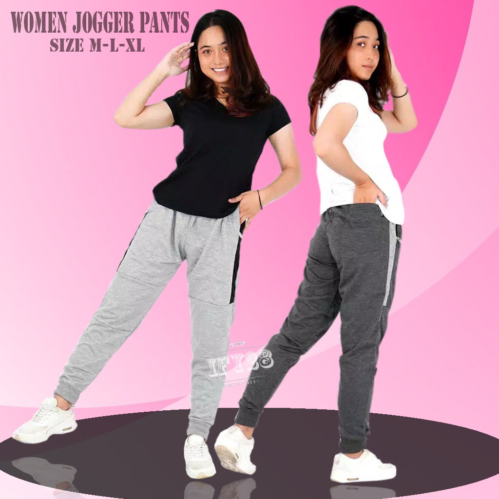  Celana  Jogger Wanita  Jogger Pants Katun Stretch Bahan  