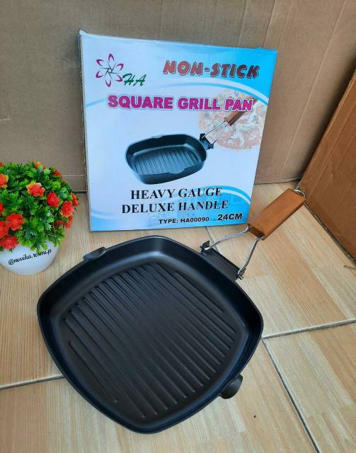 TEFLON BBQ / SQUARE GRILL PAN TEFLON BARBEQUE 20 CM DAN 24 CM TEFLON PANGGANGAN STEAK