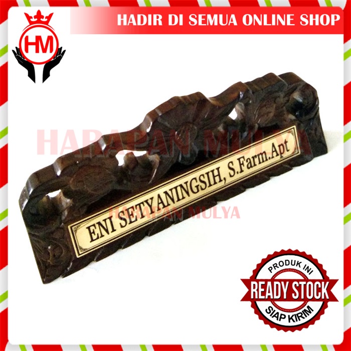 Papan Nama Meja Ukir Kayu - Papan Nama Meja Custom Nama - HM